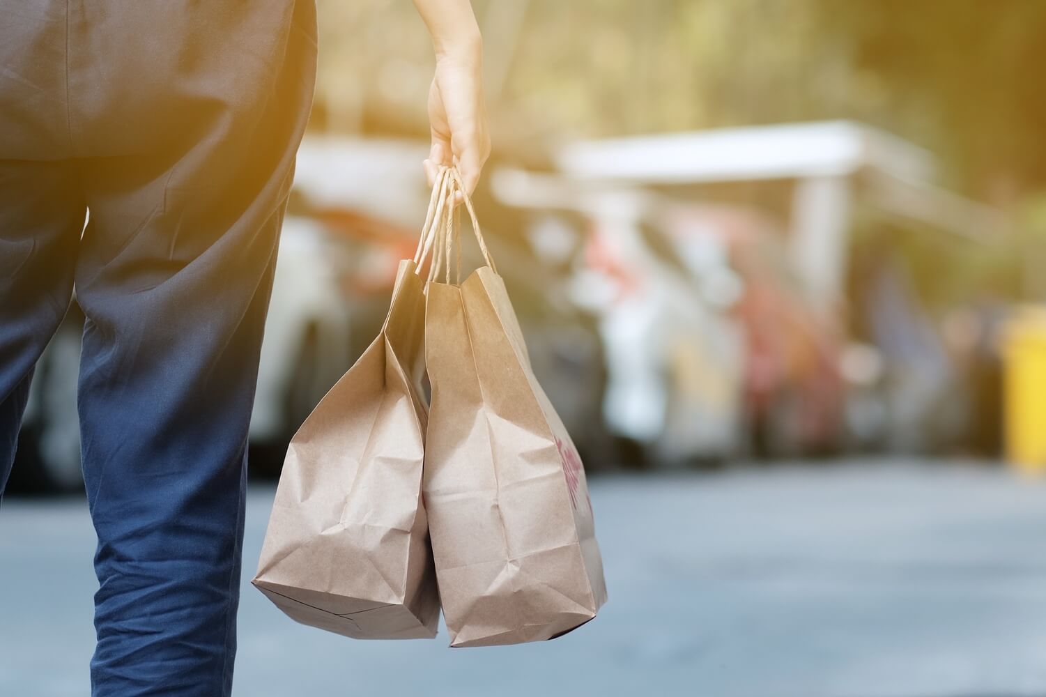 Person holding grocery bags