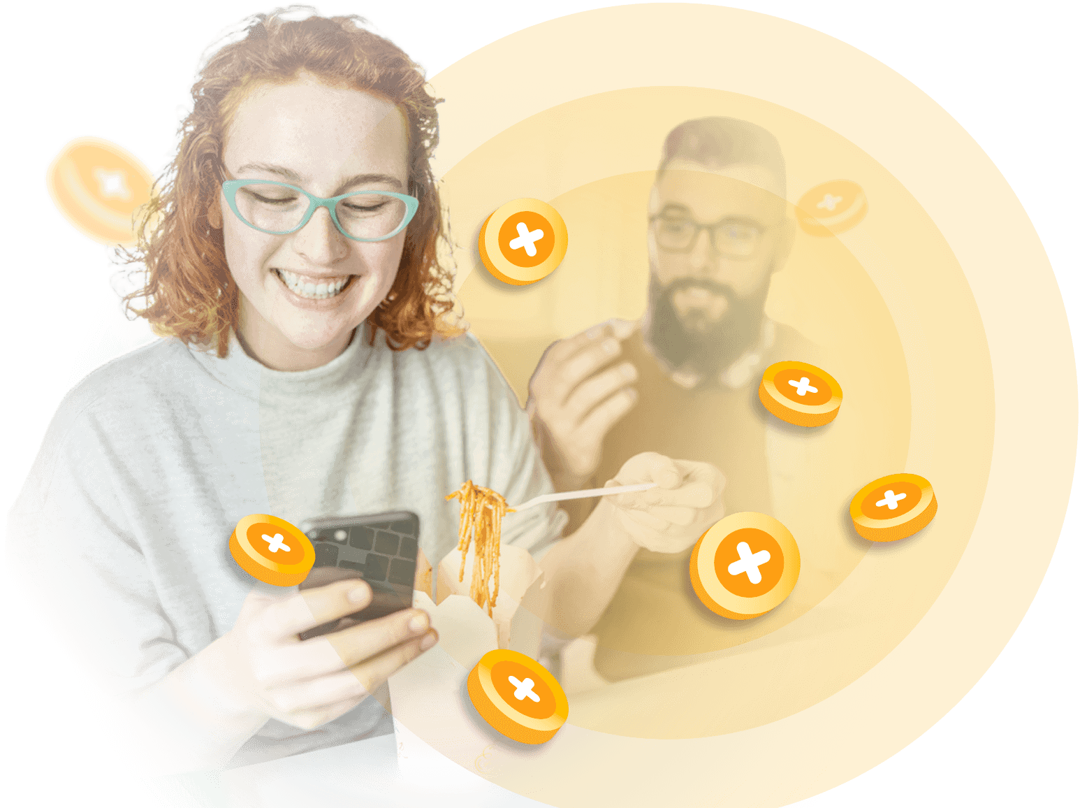 a graphic of coins and fetch rewards